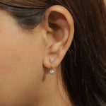 1.0 TCW Round Cut Moissanite Drop Earrings in Gold 4