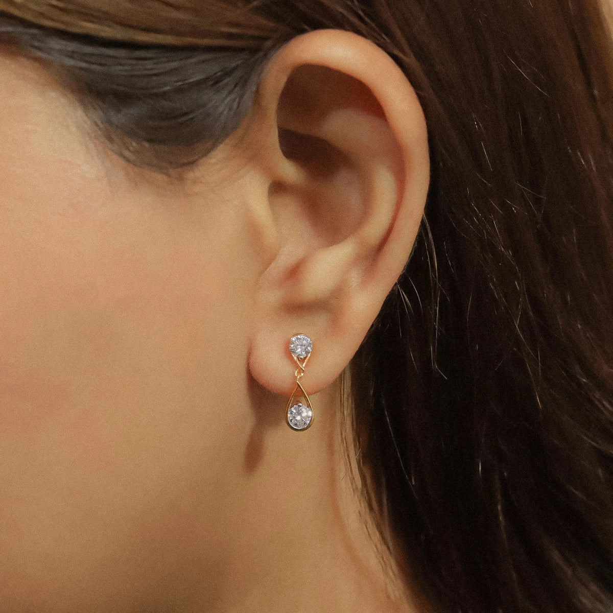 1.0 TCW Round Cut Moissanite Drop Earrings in Gold 4