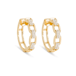 1.0 TCW Round Cut Moissanite Linked Chain Hoops Earrings in Gold 1