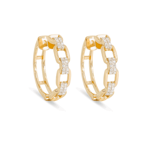 1.0 TCW Round Cut Moissanite Linked Chain Hoops Earrings in Gold