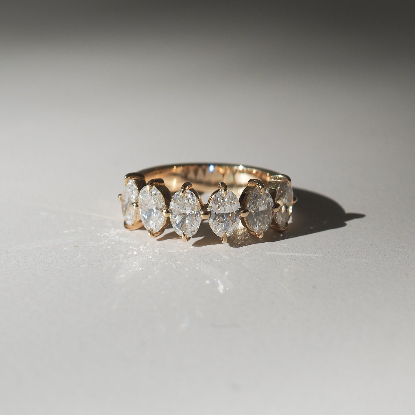 Stunning 0.4 TCW Oval Moissanite Stones Half Eternity Wedding Band 1