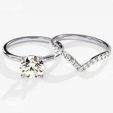 1.50 CT Round Cut Moissanite Bridal Ring Set with Round Wedding Bands 3