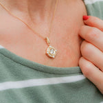 0.40 TCW Round Moissanite Diamond Halo Pendant Necklace in Solid Gold 1