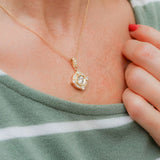 0.40 TCW Round Moissanite Diamond Halo Pendant Necklace in Solid Gold 1