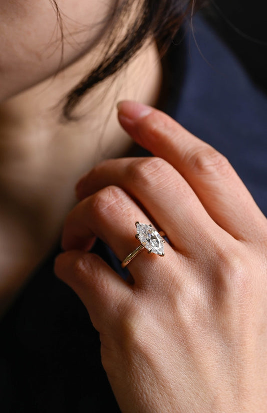 Stunning 1.0 - 2.0 CT Marquise Moissanite Engagement Ring with Solitaire Design 2