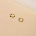 1.0 TCW Round Cut Moissanite Second Hole Teeny  Huggies Earrings in Gold 2