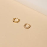 1.0 TCW Round Cut Moissanite Second Hole Teeny  Huggies Earrings in Gold 2