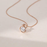Classic 00.17 CT Round Moissanite Diamond Solitaire Pendant Necklace in Solid Gold 2