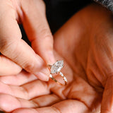 Stunning 1.0 - 2.0 CT Marquise Moissanite Engagement Ring with Pave & Hidden Halo Design 4