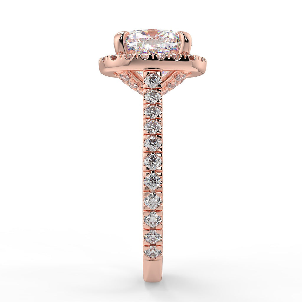 Stunning 2.40 CT Cushion Moissanite Engagement Ring with Halo & Pave Design 10