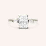Stunning 2.43 CT Radiant Moissanite Engagement Ring with Three Stone Design 2