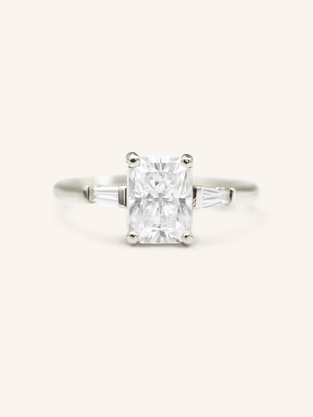 Stunning 2.43 CT Radiant Moissanite Engagement Ring with Three Stone Design 2