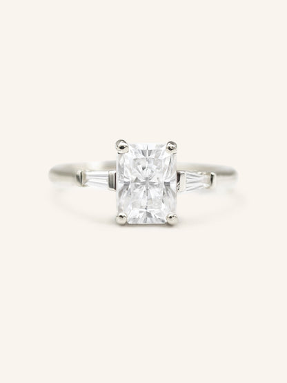 Stunning 2.43 CT Radiant Moissanite Engagement Ring with Three Stone Design 2
