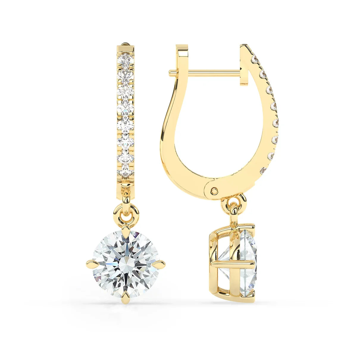 2.0 TCW Round Cut Moissanite Hoops Earrings in Gold 4
