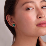 2.5 TCW Round Emerald Lab Made Diamond-May Birthstone Floral Stud Earrings 3