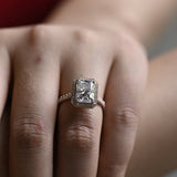 Stunning 1.0 - 2.0 CT Radiant Moissanite Engagement Ring with Pave & Halo Design 2