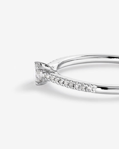 Stunning 0.25 CT Round Moissanite Engagement Ring in Pave Design 5