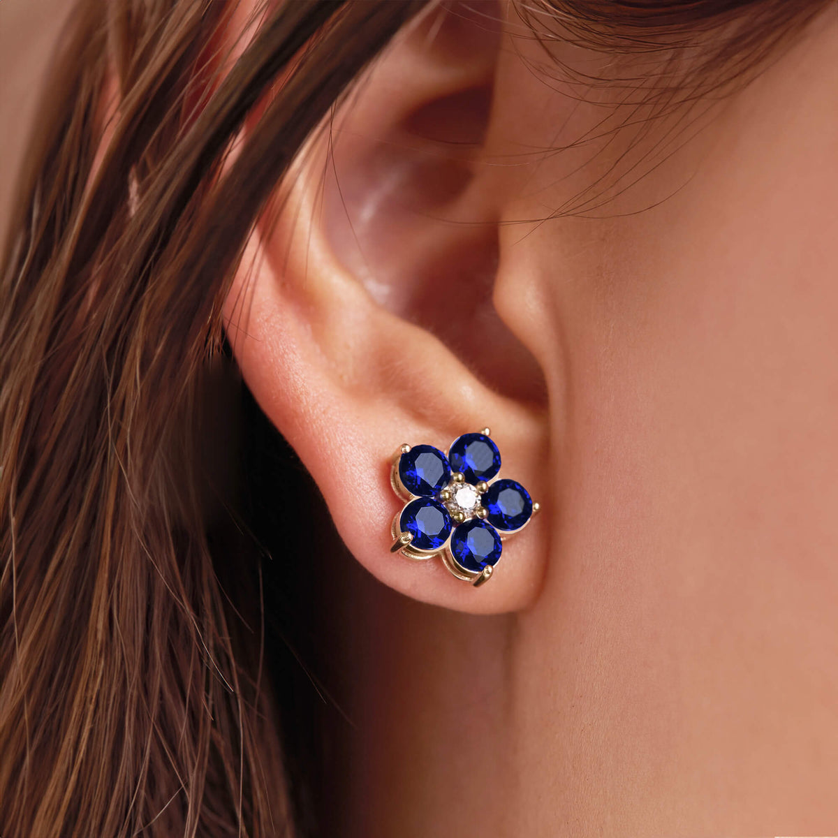 1.46 TCW Round Sapphire Lab Made Diamond- September Birthstone Earrings 6