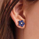 1.46 TCW Round Sapphire Lab Made Diamond- September Birthstone Earrings 6