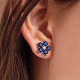 1.46 TCW Round Sapphire Lab Made Diamond- September Birthstone Earrings 6