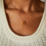 4.0 CT Emerald Citrine Lab Made Diamond-November Birthstone Necklace 9