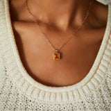 4.0 CT Emerald Citrine Lab Made Diamond-November Birthstone Necklace 9