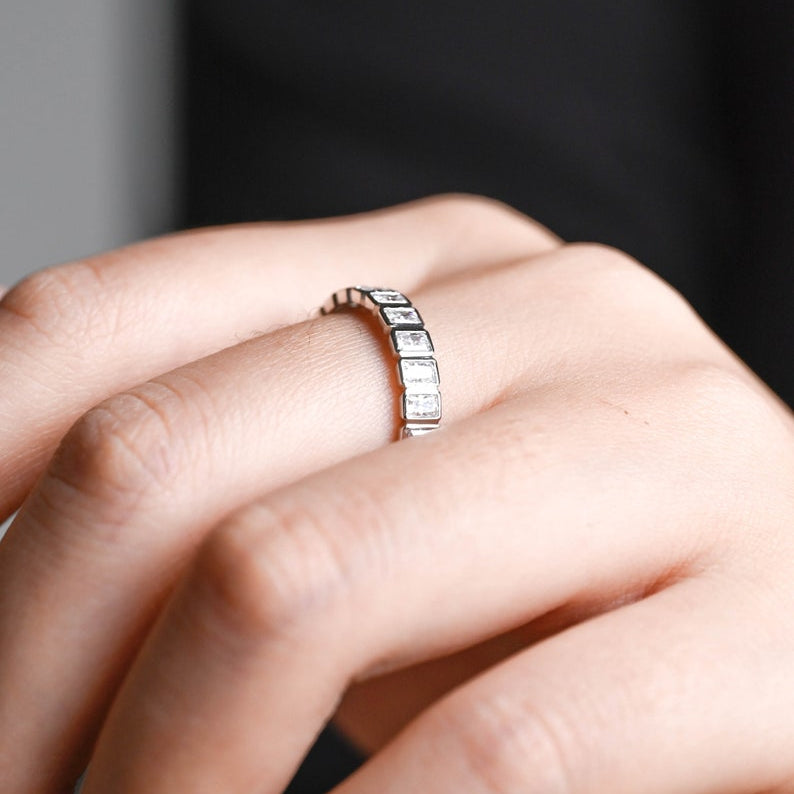 Stunning 0.5 TCW Radiant Moissanite Stones Full Eternity Wedding Band 2