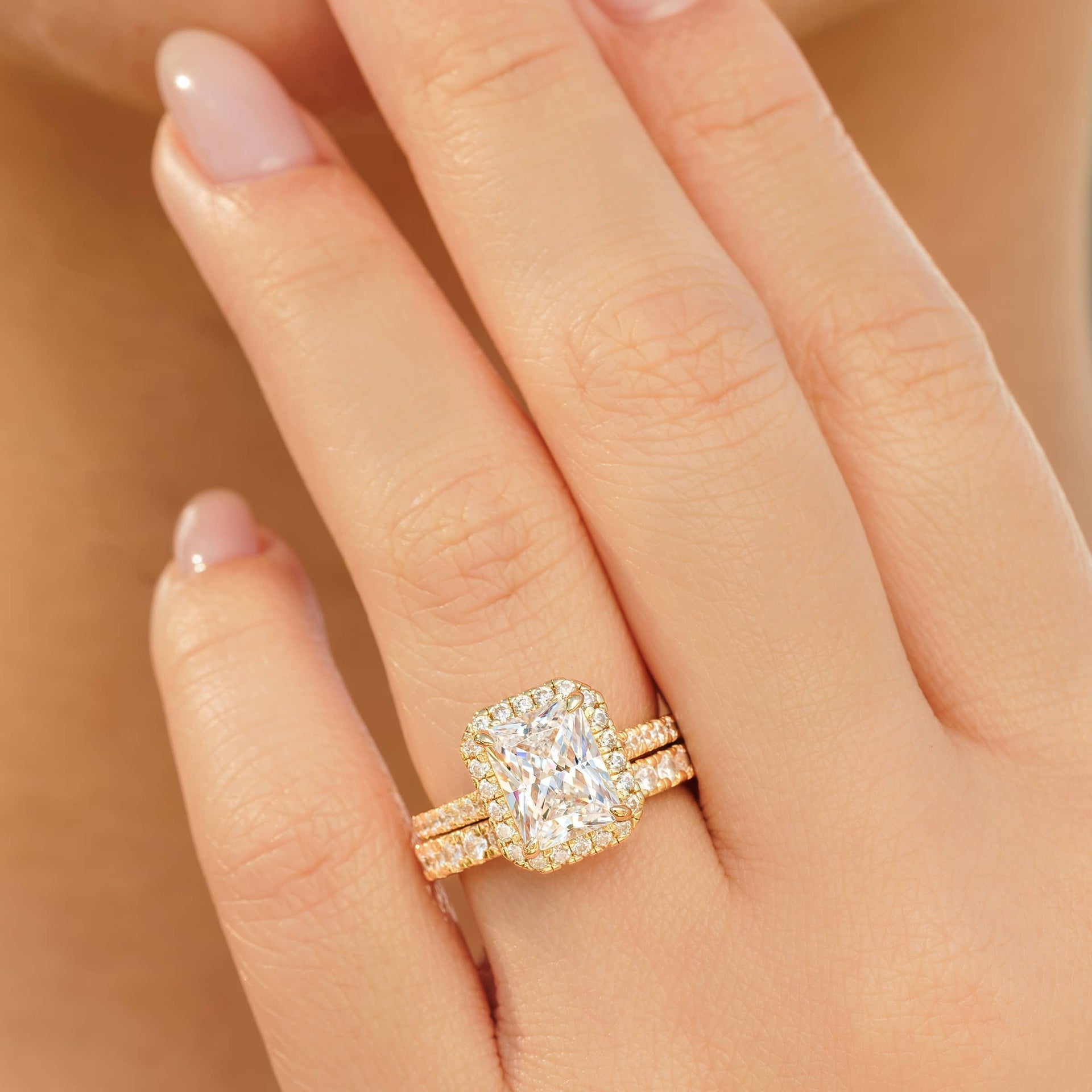 Stunning 3.5 CT Radiant Moissanite Engagement Ring with Pave and Halo Design 5