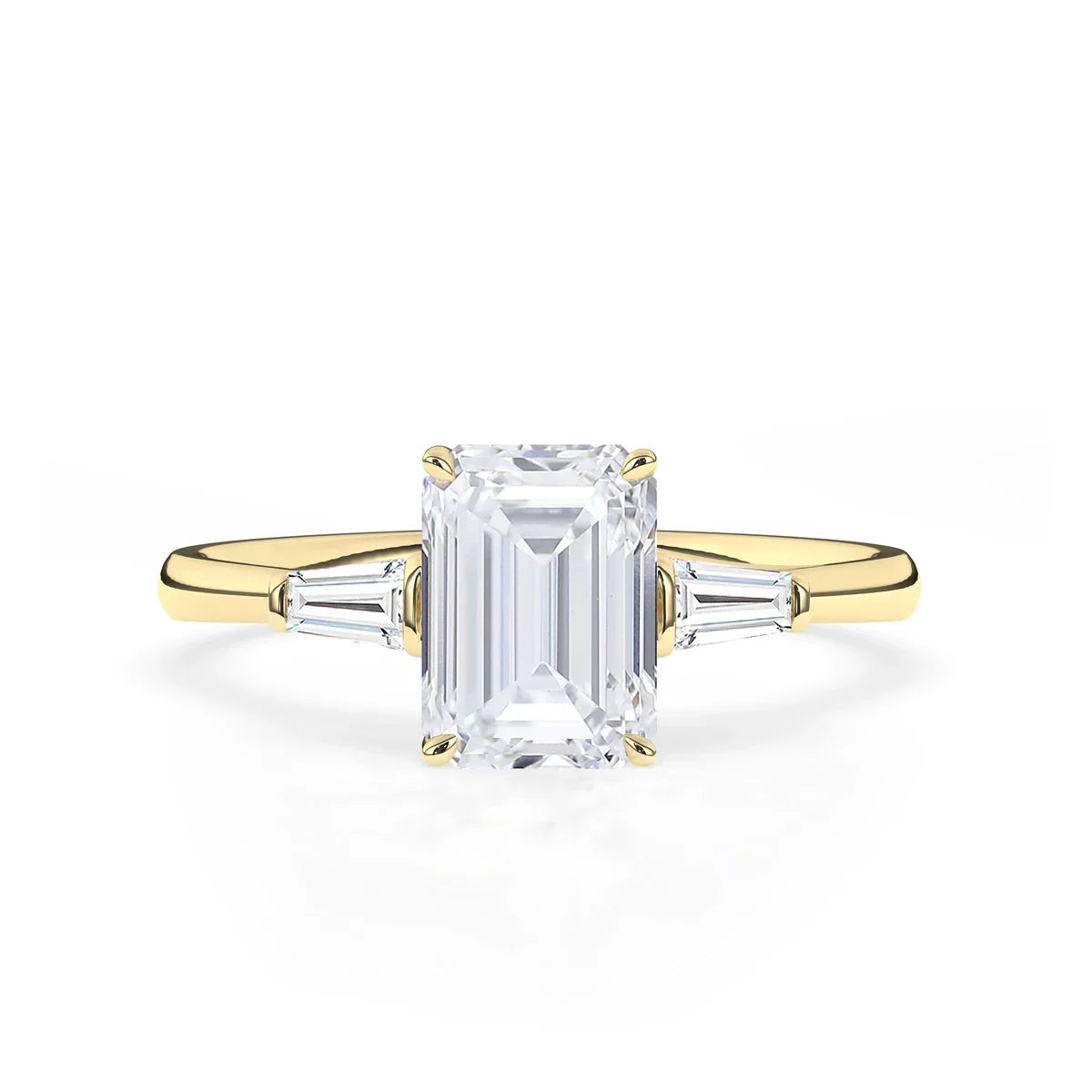 Stunning 2.0 CT Emerald Moissanite Engagement Ring with Three Stone Design 1