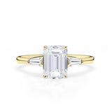 Stunning 2.0 CT Emerald Moissanite Engagement Ring with Three Stone Design 1