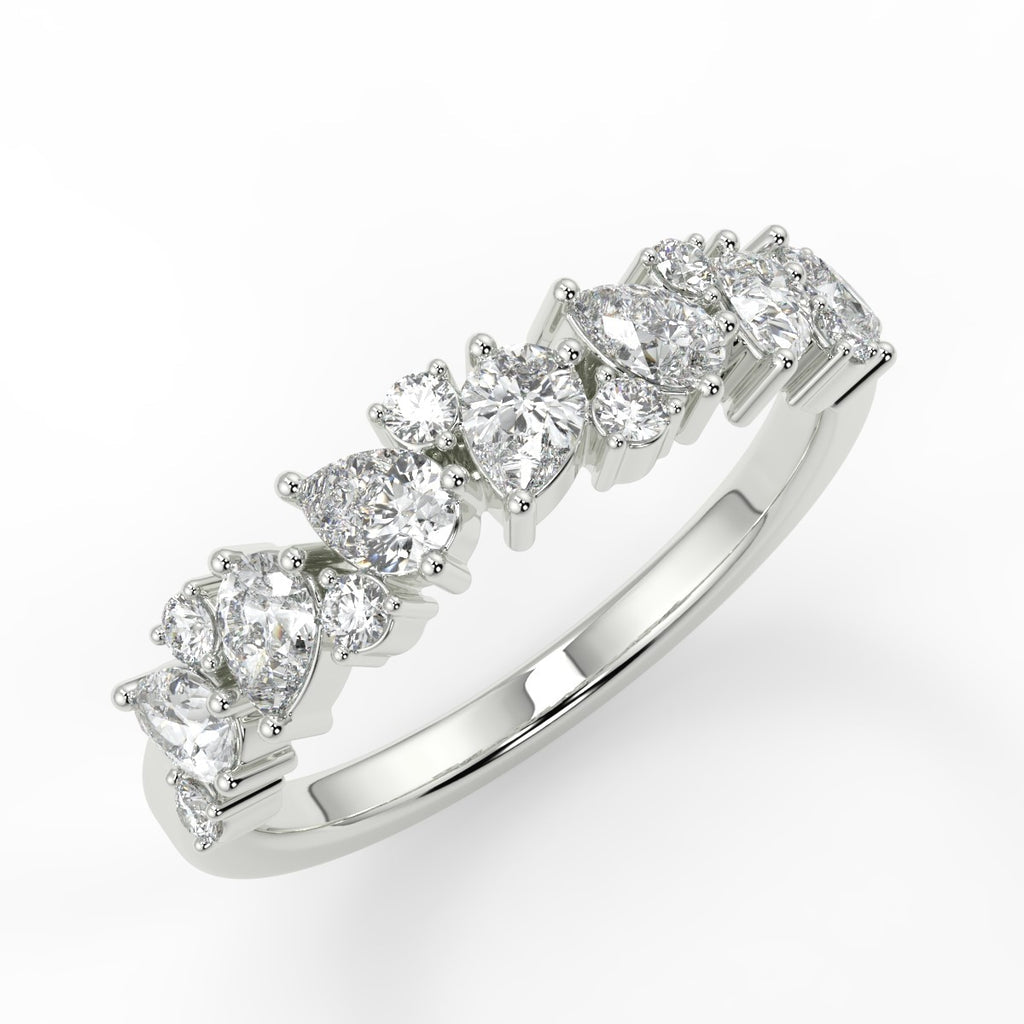Stunning 0.66 TCW Round & Pear Moissanite Stones Cluster Wedding Band 5