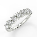 Stunning 0.66 TCW Round & Pear Moissanite Stones Cluster Wedding Band 5