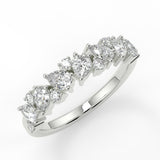 Stunning 0.66 TCW Round & Pear Moissanite Stones Cluster Wedding Band 5