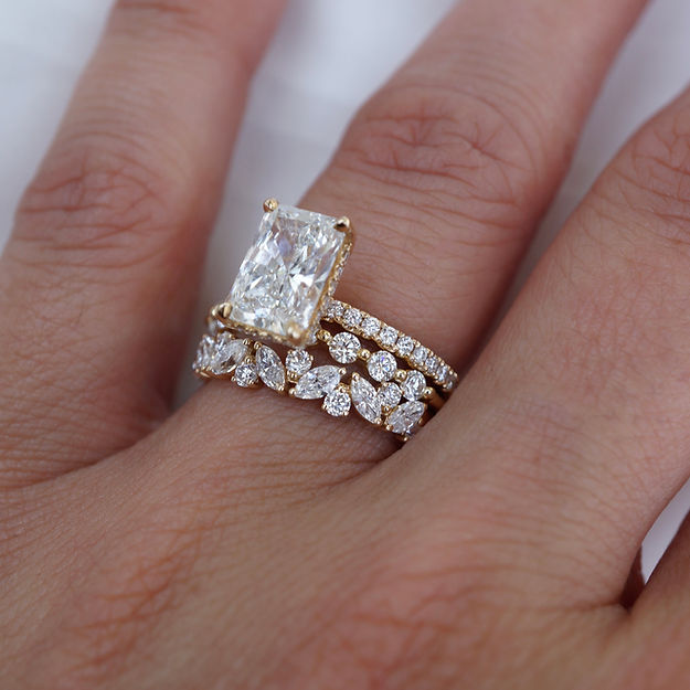 Stunning 0.4 TCW Marquise & Round Moissanite Stones in Half Eternity Wedding Band 4