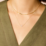 0.40 CT Baguette Moissanite Diamond Bar Pendant Necklace in Solid Gold 1