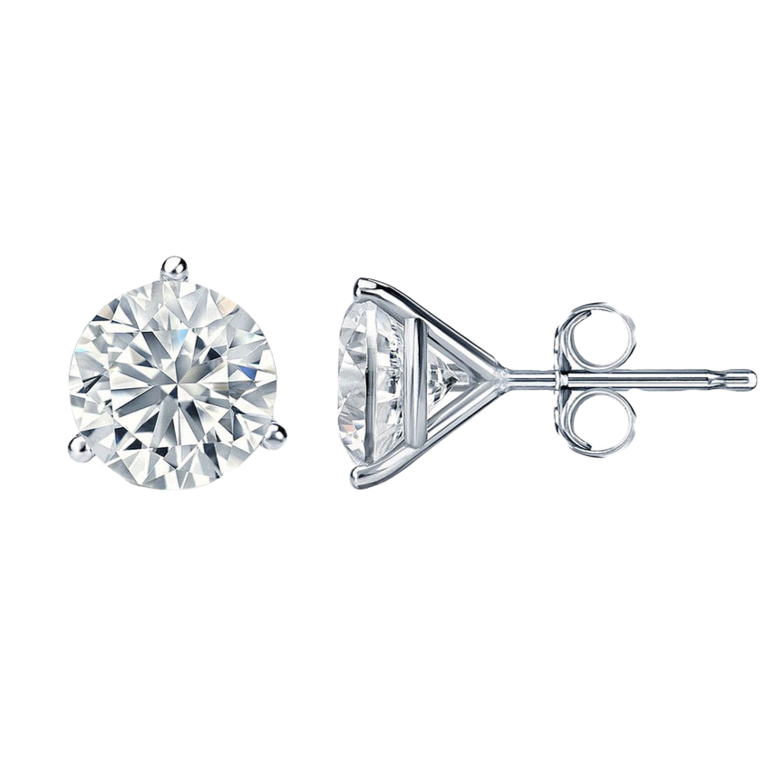 Stunning 0.30 TCW Round Cut Moissanite Stud Earrings in Gold 1