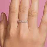 Stunning 0.23 TCW Round & Baguette Moissanite Stones Half Eternity Wedding Bands 4