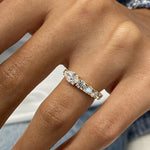 Stunning 1.13 CT Round & Pear Moissanite Stones Open Wedding Bands 3