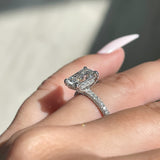 Stunning 2.0 CT Radiant Moissanite Engagement Ring with Hidden Halo & Pave Design 2