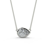 1.0 CT East West Pear Moissanite Diamond Bezel Pendant Necklace in Solid Gold 5