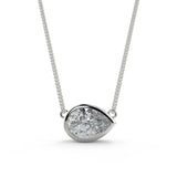1.0 CT East West Pear Moissanite Diamond Bezel Pendant Necklace in Solid Gold 5