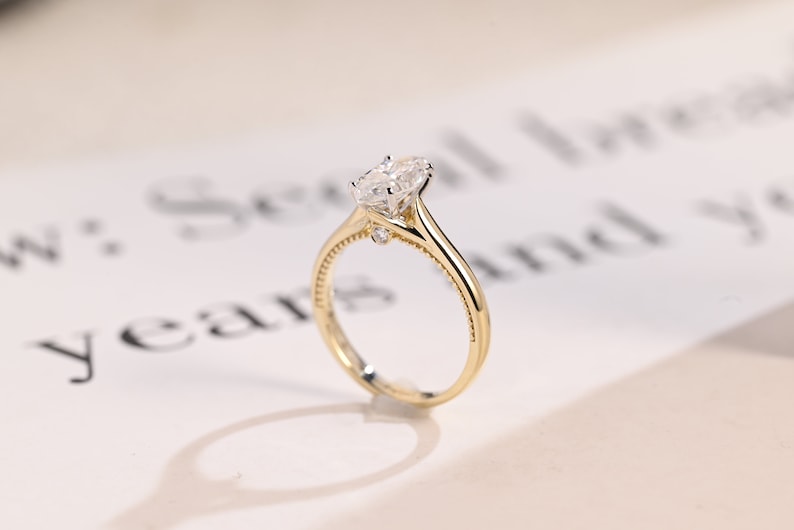 Stunning 1.0 - 2.0 CT Marquise Moissanite Engagement Ring Solitaire Style 7