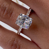 Stunning 4.0 CT Cushion Moissanite Engagement Ring with Pave Design 7