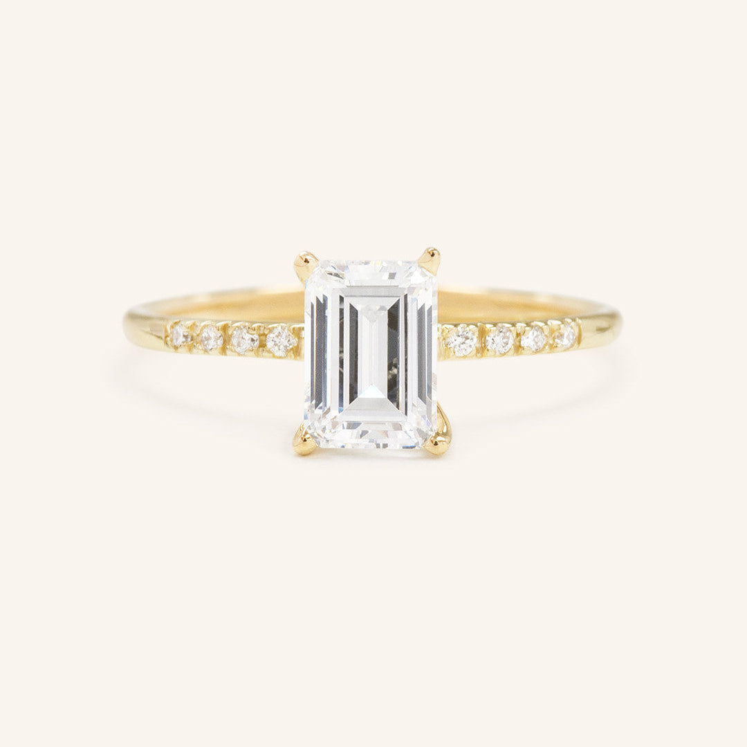Stunning 1 CT Emerald Moissanite Engagement Ring with Pave Design 1