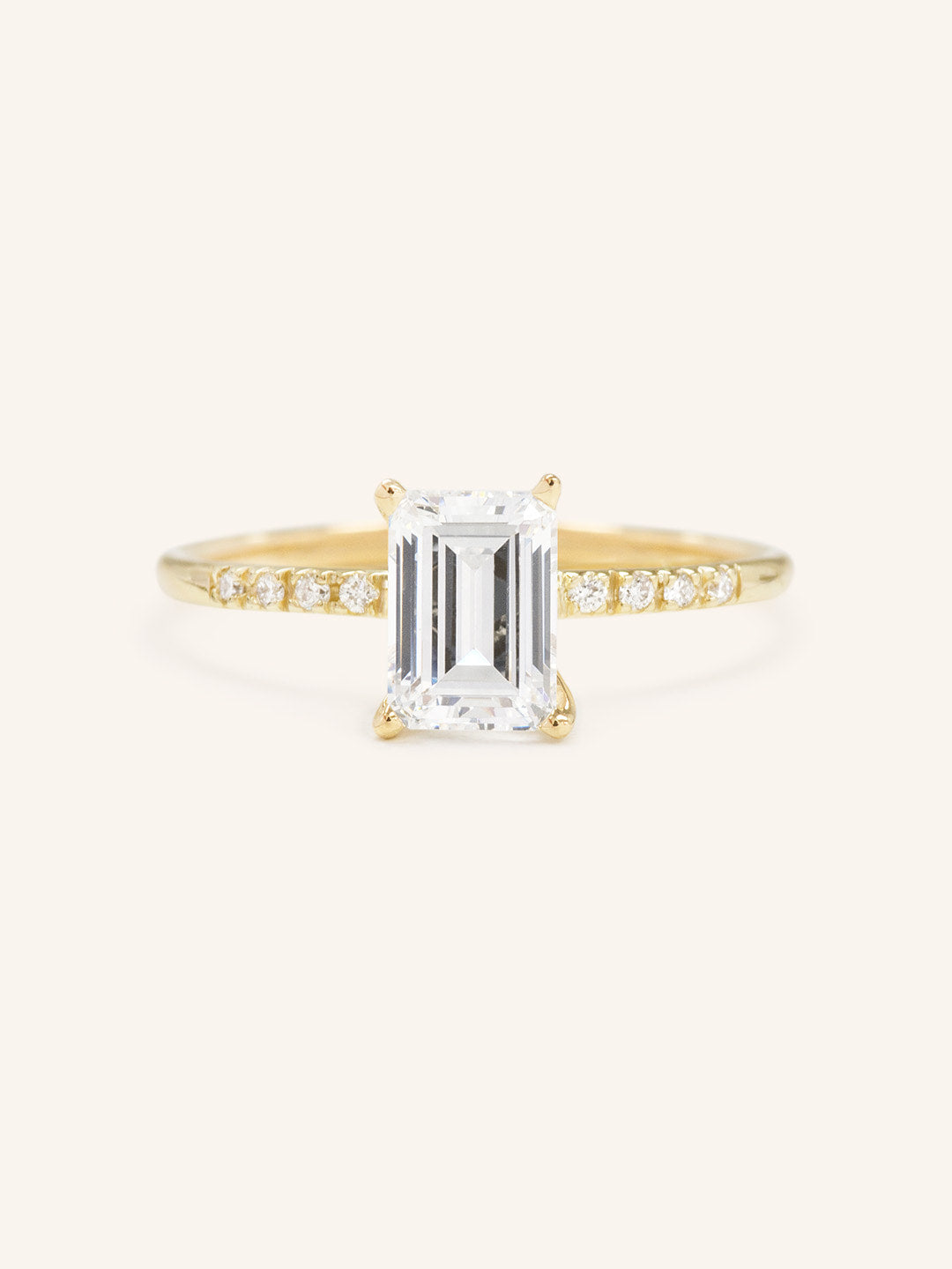 Stunning 1 CT Emerald Moissanite Engagement Ring with Pave Design 1