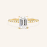 Stunning 1 CT Emerald Moissanite Engagement Ring with Pave Design 1