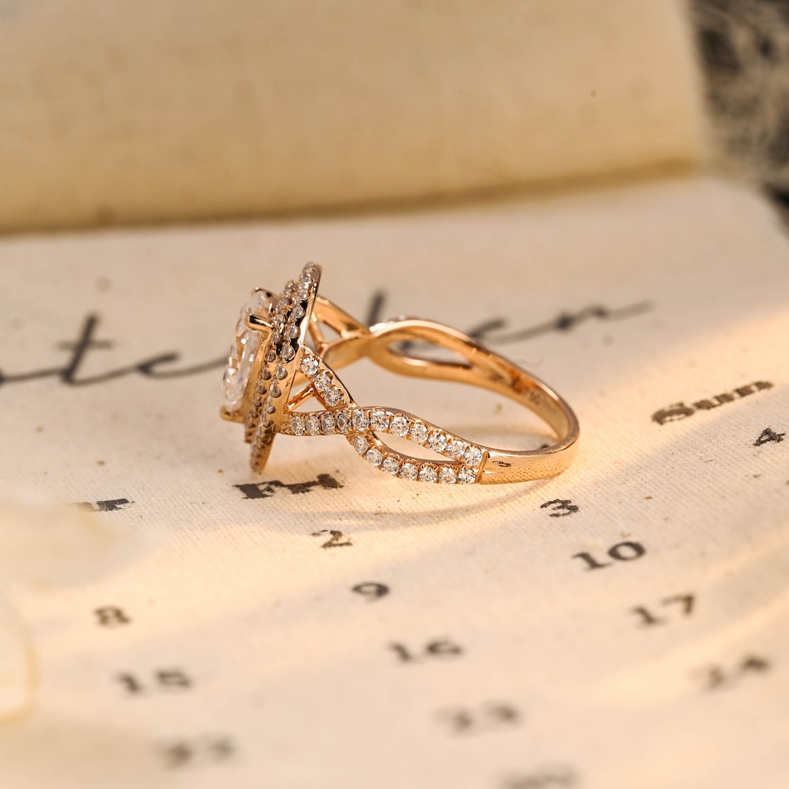 Stunning 2.0 CT Pear Moissanite Engagement Ring with Double Halo & Pave Design 8