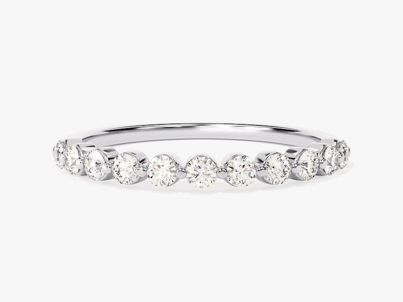Stunning 0.55 CT Round Moissanite Stones Half Eternity Wedding Band 2