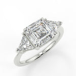 Stunning 2.0 CT Asscher Moissanite Engagement Ring with Three Stone Design 5