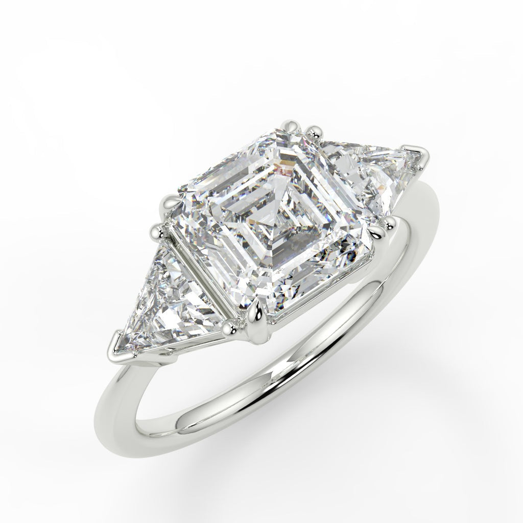 Stunning 2.0 CT Asscher Moissanite Engagement Ring with Three Stone Design 5